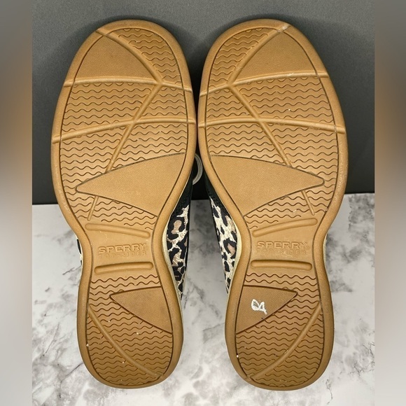 Sperry Black and Animal Print Top-Sider Boat Shoes - Picture 9 of 10